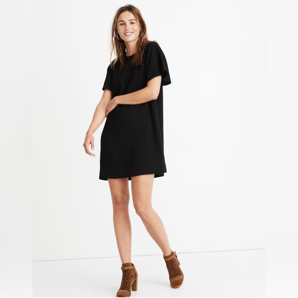 Mini Black Dress Crepe Flutter Sleeve Madewell